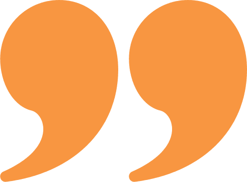 Orange icon of a quotation mark